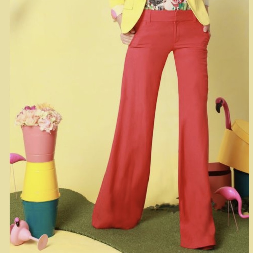 Alice + Olivia linen blend low wide leg trousers